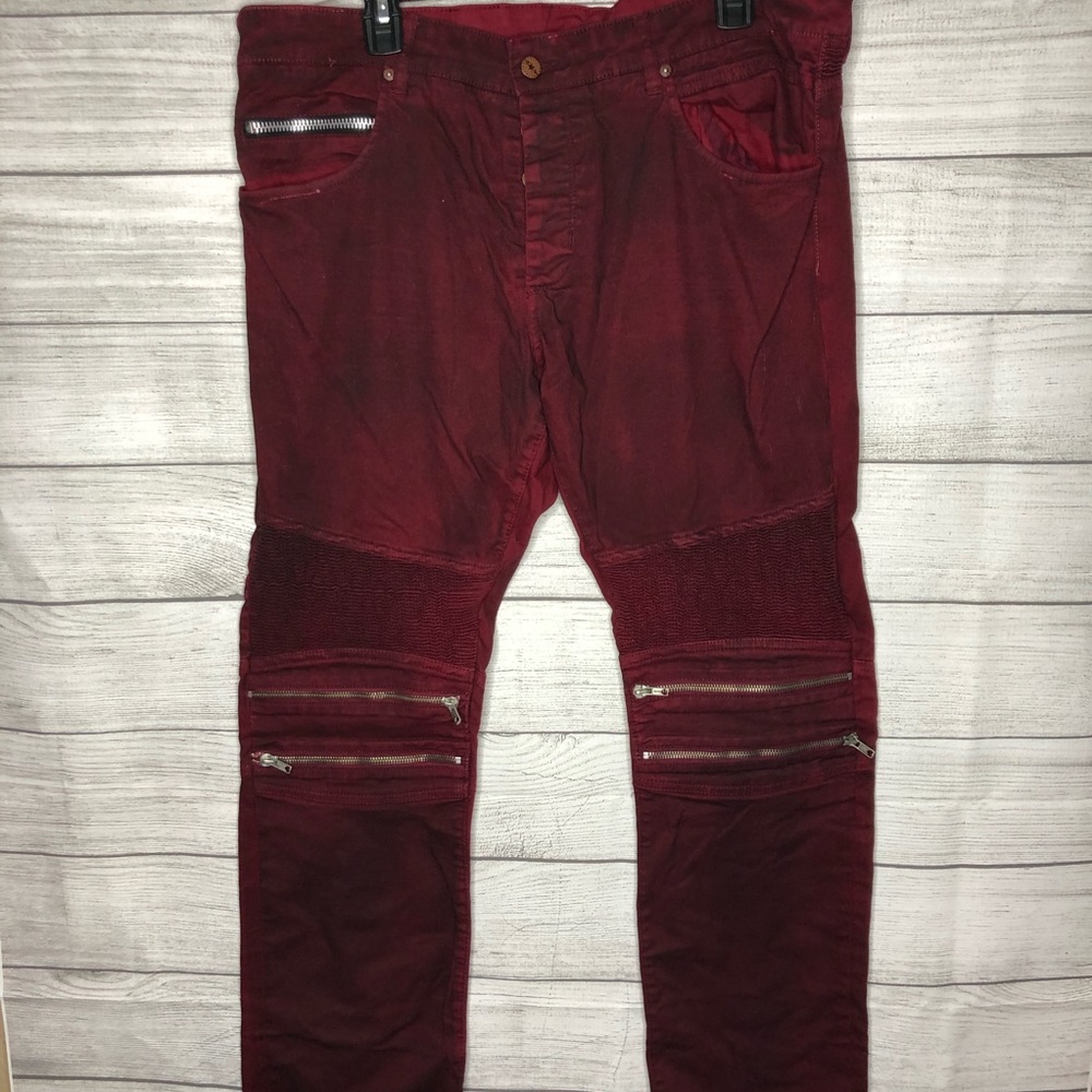 Red Velvet Rockstar Biker Jeans